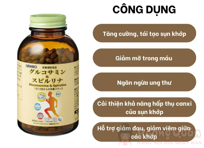công dụng viên uống Glucosamine và tảo Spirulina Orihiro