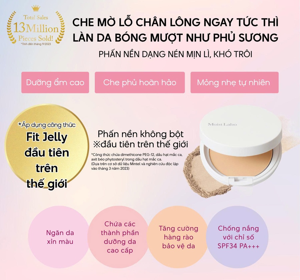 Phấn Nén Không Bột MEISHOKU Moist-Labo Powder Foundation (Light Ocre)-Màu 1