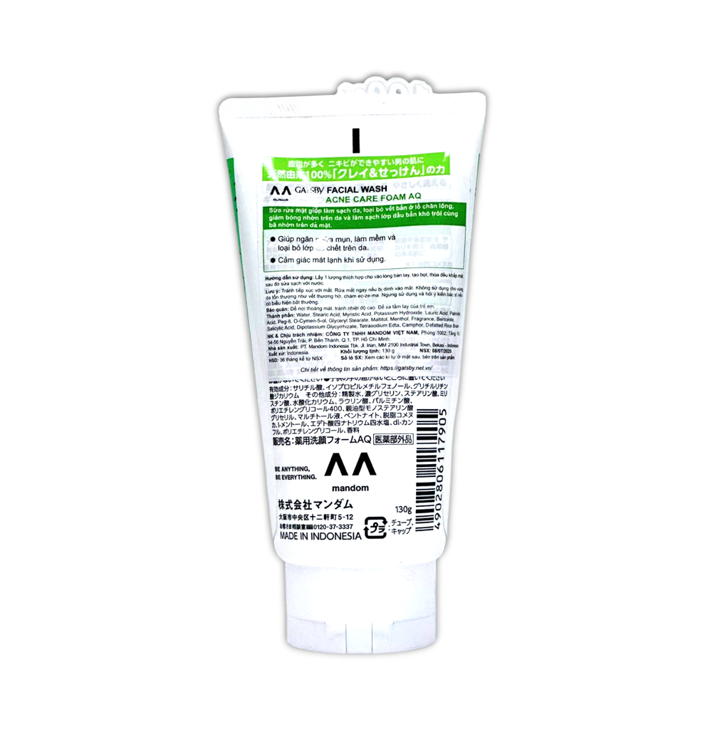 Sữa Rửa Mặt Nam Gatsby Acne Care Foam 130g (X.Lá)
