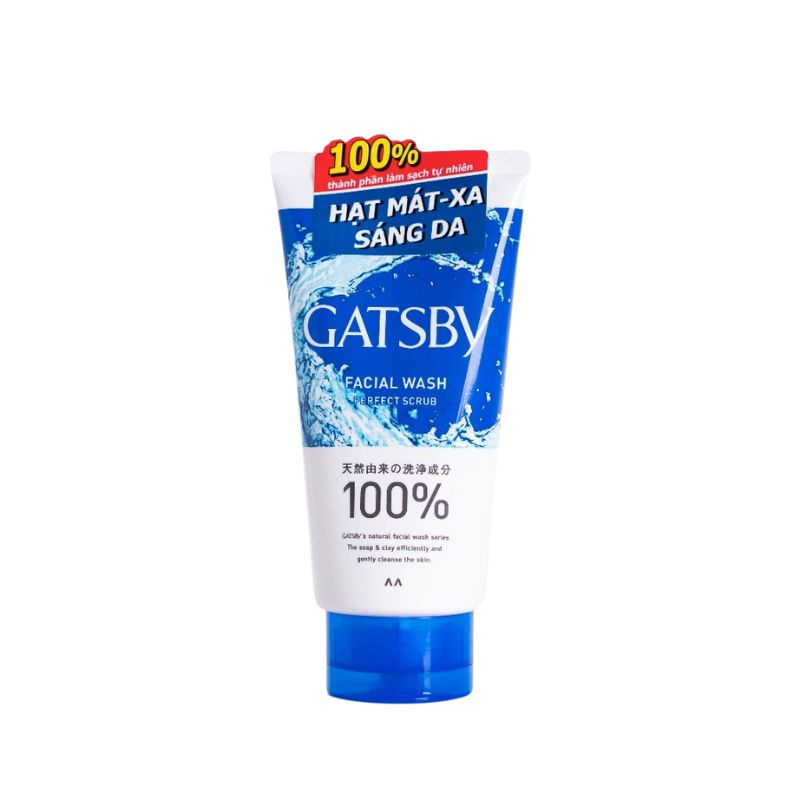 Sữa Rửa Mặt GATSBY Facial Wash Perfect Scrub Có Hạt Mát-Xa Sáng Da & Mát Lạnh 130g