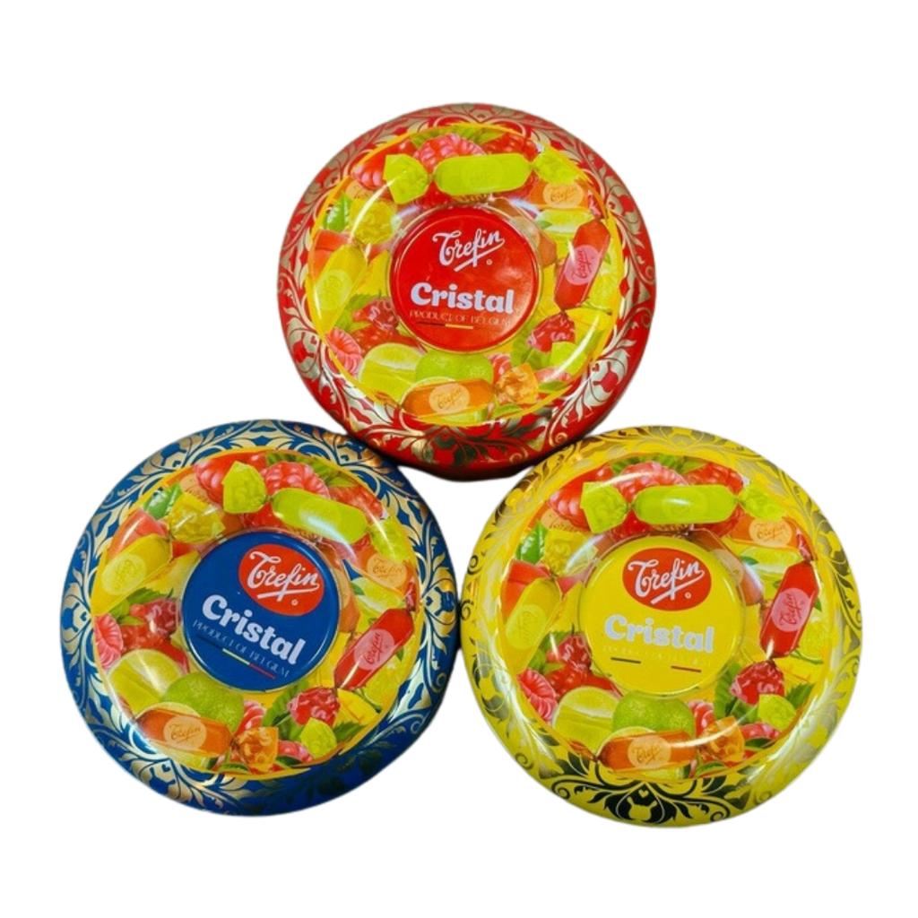 Kẹo Trái Cây Cristal Hộp Tròn 200g (Vàng-Xanh-Đỏ)