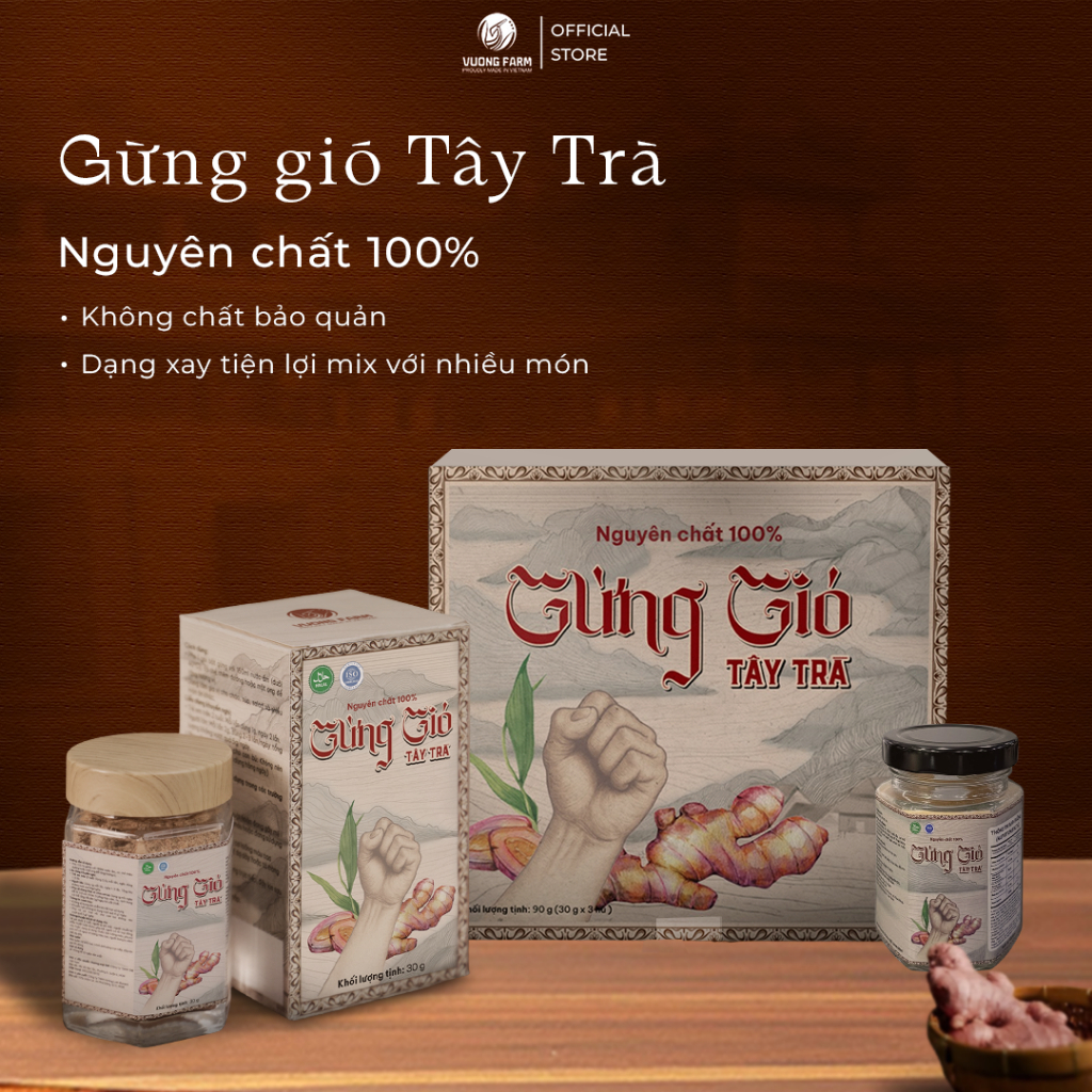 Bột Gừng Gió Tây Trà Vương Farm HLB (30gram x 3 hộp)