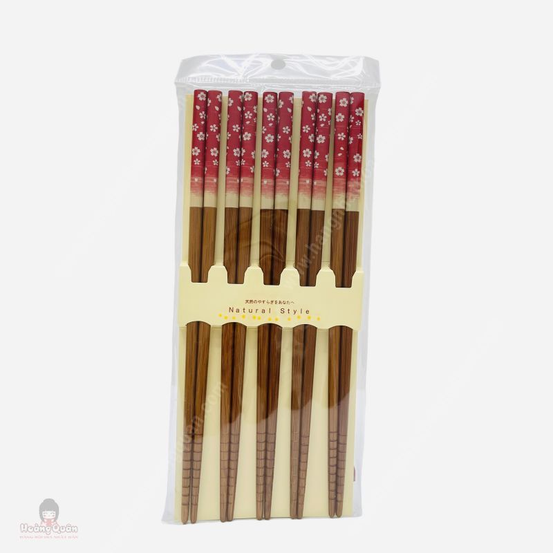 Set 5 Đôi Đũa Hoa Đỏ Natural Style (Japan)