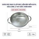 Chảo Đúc Inox 3 Lớp Đáy Liền Dập Nổi 2 Tay Cầm Kaiyo 28Cm (Sâu Lòng, Vung Kính)