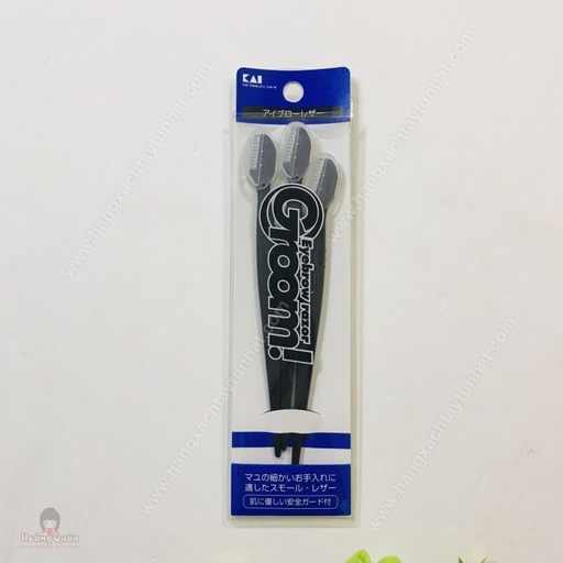 Dao Cạo Lông Mày Cán Dài KAI Set 3 Cái (Đen)