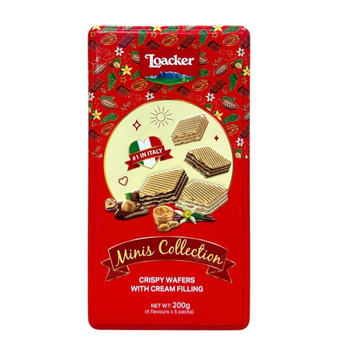 Bánh Xốp Loacker Minis Collection 200g (Hộp Thiếc Vuông Đứng)