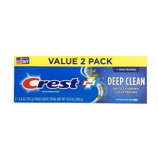 Combo 2 Kem Đánh Răng Trắng Sạch Sâu Crest Complete Whitening + Deep Clean 306g