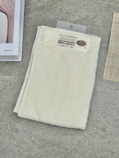 Khăn Mặt Cotton Dáng Dài Siêu Mịn Okazaki 34X76Cm (Màu Be)