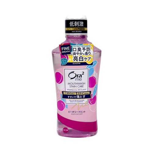 Nước Súc Miệng Ora2 Sunstar Hương Bạc Hà Lá Đào 460ml