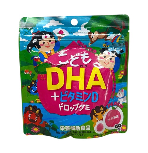 Kẹo Dẻo DHA + Vitamin D Unimat Riken Vị Đào Cho Bé